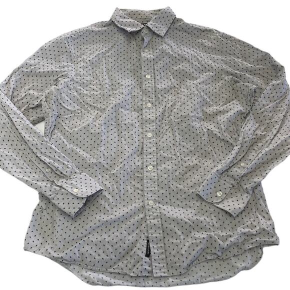 Michael Kors Shirt Men Large Blue Grey Striped Classic Button Up Cotton Career - Picture 1 of 8